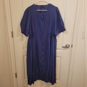 Elegant Blue Button-Down Dress
